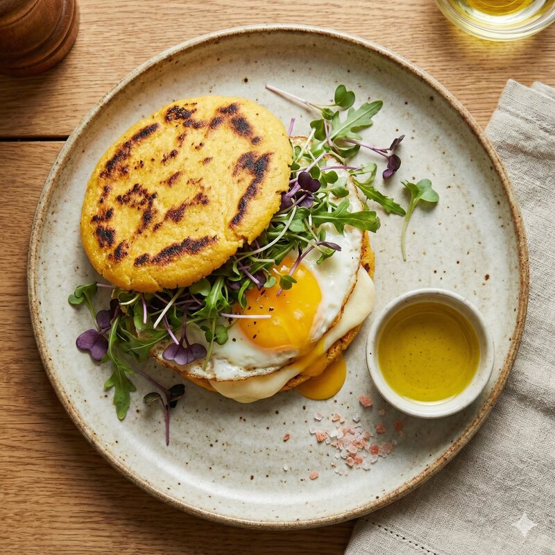 Arepa with Microgreens & Cheese